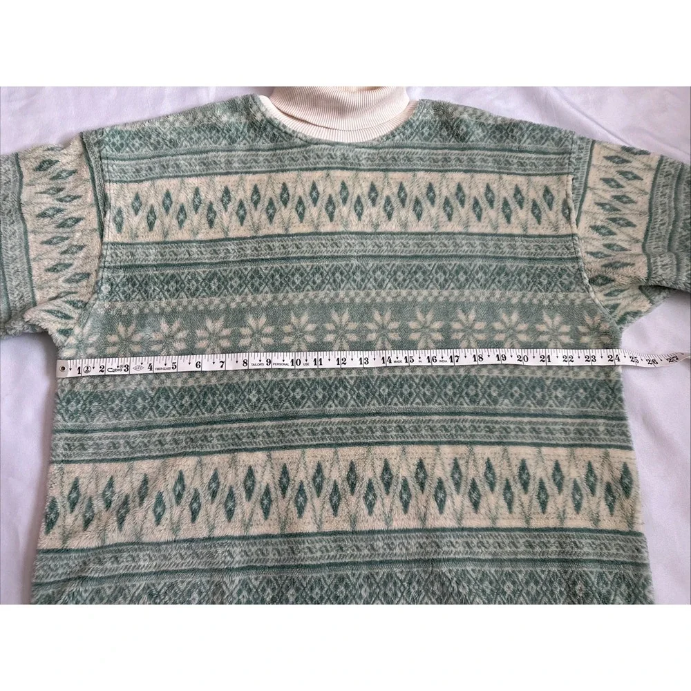 Vintage Nordic Fair Isle Styled 80s USA Turtleneck Sweater Oversized Men's Large